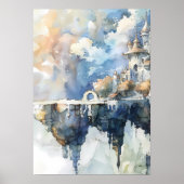 Whimsical Fairytale Castle on Sky Cliff Poster (Voorkant)
