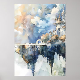 Whimsical Fairytale Castle on Sky Cliff Poster