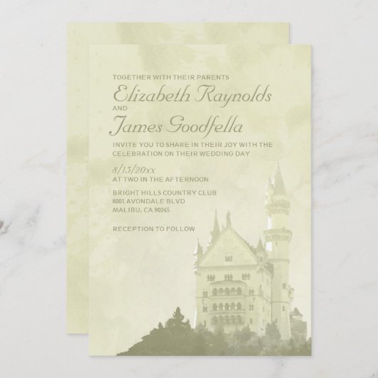 Whimsical Fairytale Castle Wedding Invitations Kaart (Voorkant / Achterkant)