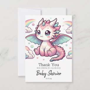 Whimsical Fairytale Dragon Baby shower Bedankkaart