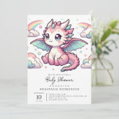 Whimsical Fairytale Dragon Baby shower Kaart (Staand voorkant)