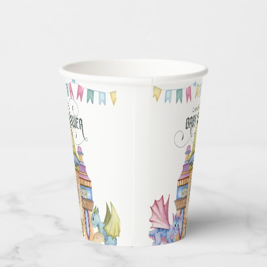 Whimsical Fairytale Dragon Baby shower Papieren Bekers (Rechts)