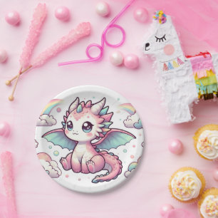 Whimsical Fairytale Dragon Baby shower Papieren Bordje