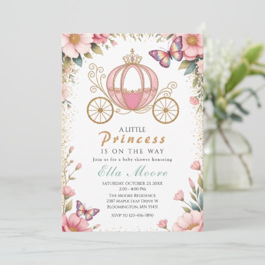 Whimsical Fairytale Princess Baby Shower Kaart (Staand voorkant)