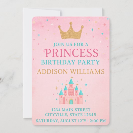 Whimsical Fairytale Princess Castle Birthday Kaart (Voorkant)
