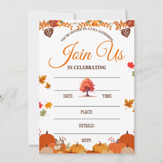 Whimsical Fall Gathering Invitation Kaart (Voorkant)