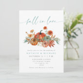 Whimsical Fall in Love QR Code All-in-One Trouwfee Kaart (Staand voorkant)