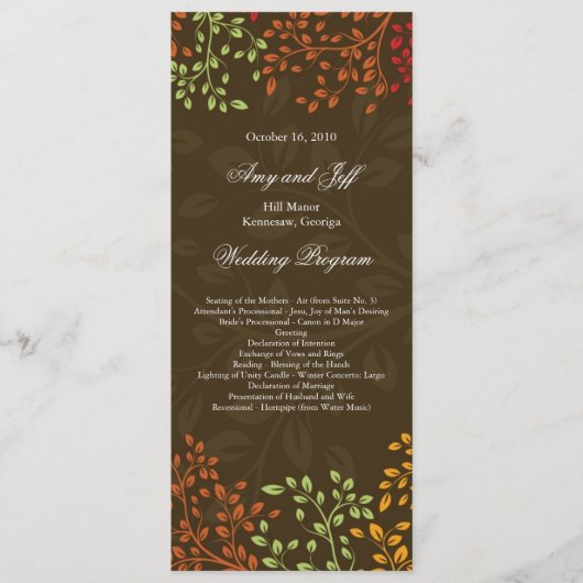 Whimsical Fall Wedding Program Programmakaart (Voorkant)
