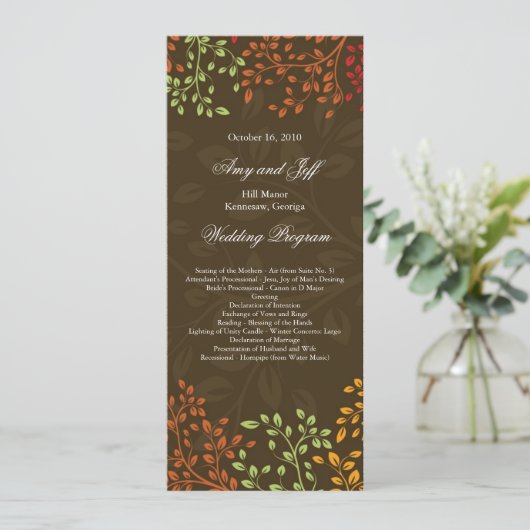 Whimsical Fall Wedding Program Programmakaart (Staand voorkant)