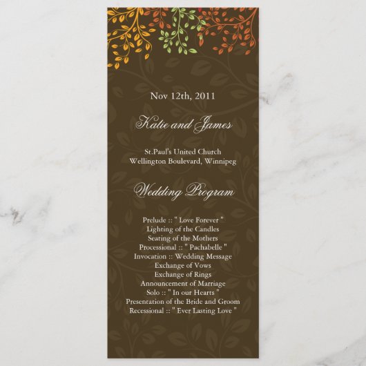Whimsical Fall Wedding Program Programmakaart (Voorkant)