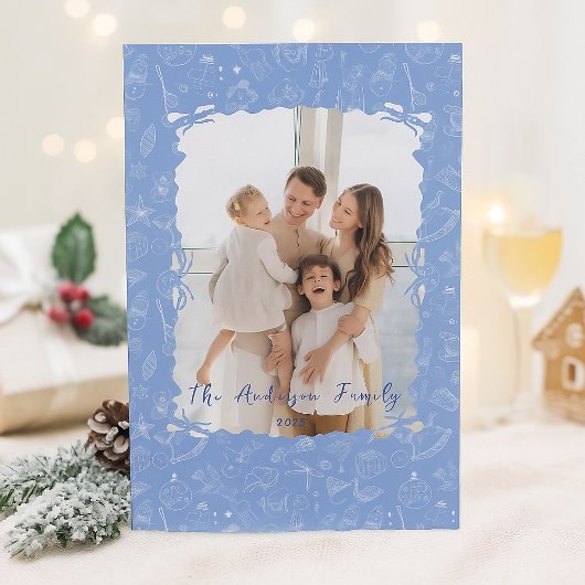 Whimsical Familie Foto Kerstvakantie Kaart
