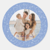 Whimsical Familie Foto Kerstvakantie Ronde Sticker (Voorkant)