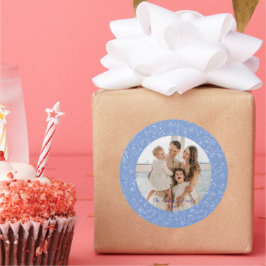 Whimsical Familie Foto Kerstvakantie Ronde Sticker