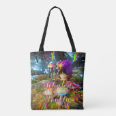 Whimsical Family Beach Canvas tas met champignons (Achterkant)