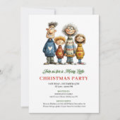 Whimsical Family Cartoon Modern Christmas Card Kaart (Voorkant)