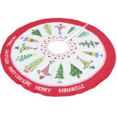 Whimsical Family Names Red Pink kerstbomen Kerstboom Rok (Gekanteld)