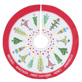 Whimsical Family Names Red Pink kerstbomen Kerstboom Rok