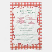 Whimsical Family Recipe Red Gingham  Theedoek (Verticaal)