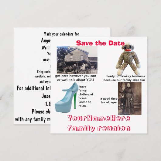 Whimsical Family Reunion Save The Date (Voorkant / Achterkant)