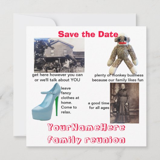 Whimsical Family Reunion Save The Date (Voorkant)