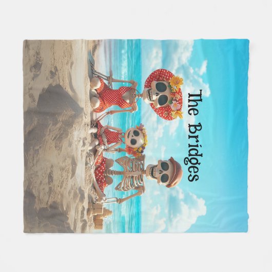 Whimsical Family Skeleton Familie van 3 op het str Fleece Deken (Voorkant (Horizontaal))