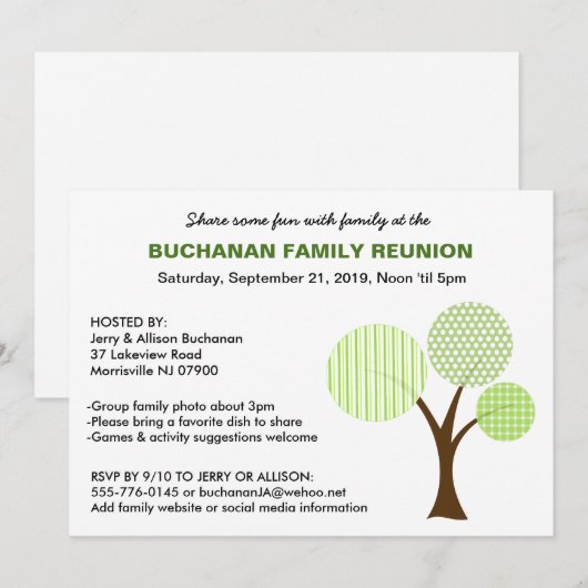 Whimsical Family Tree Family Reunion Uitnodiging (Voorkant / Achterkant)