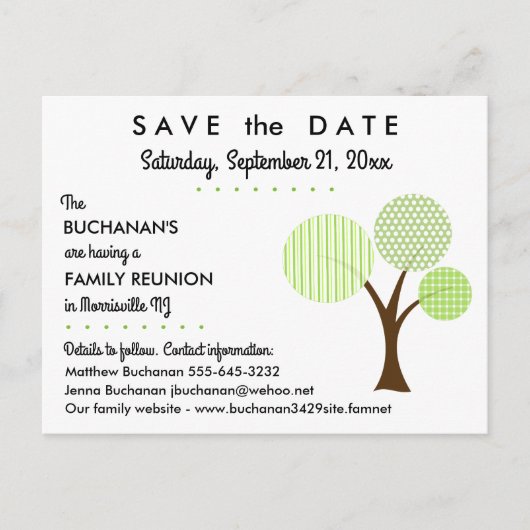 Whimsical Family Tree Reunion Save the Date Aankondigingskaart (Voorkant)