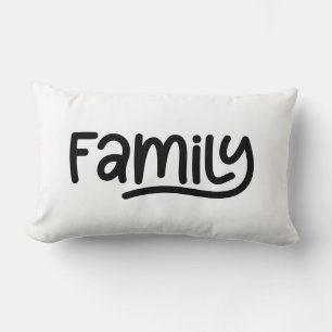 Whimsical Family Typography Zwart-wit Kussen