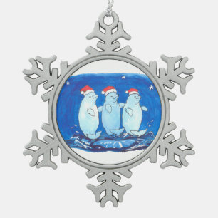 Whimsical Fancy Beluga Whales - kerstboom Tin Sneeuwvlok Ornament
