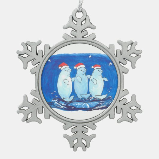 Whimsical Fancy Beluga Whales - kerstboom Tin Sneeuwvlok Ornament (Voorkant)