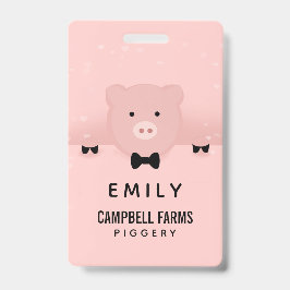 Whimsical & Fancy Pink Cute Boerderij Animal Badge