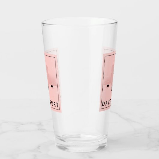 Whimsical & Fancy Pink Cute Boerderij Animal Glas (Rechts)