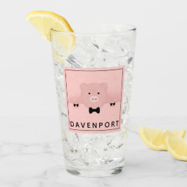 Whimsical & Fancy Pink Cute Boerderij Animal Glas