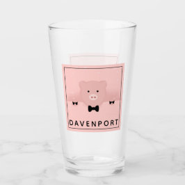 Whimsical & Fancy Pink Cute Boerderij Animal Glas