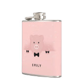 Whimsical & Fancy Pink Cute Boerderij Animal Heupfles (Links)