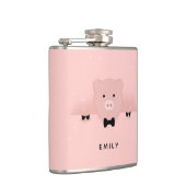 Whimsical & Fancy Pink Cute Boerderij Animal Heupfles (Rechts)