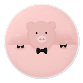 Whimsical & Fancy Pink Cute Boerderij Animal Keramische Knop