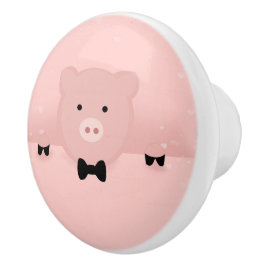 Whimsical & Fancy Pink Cute Boerderij Animal Keramische Knop