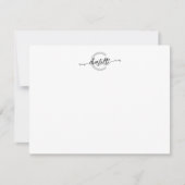 Whimsical Fancy Script Eenvoudig Zwart Monogram Notitiekaartje (Voorkant)