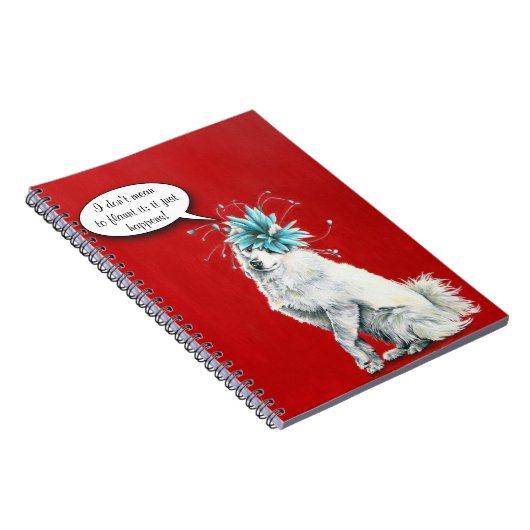 Whimsical Fancy White Dog Notitieboek (Rechterzijde)