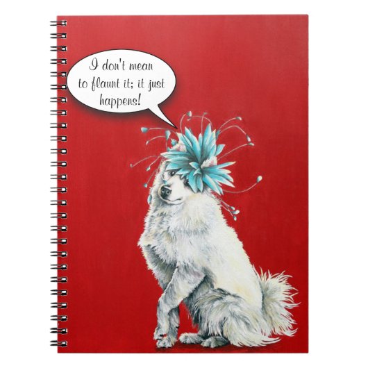 Whimsical Fancy White Dog Notitieboek (Voorkant)