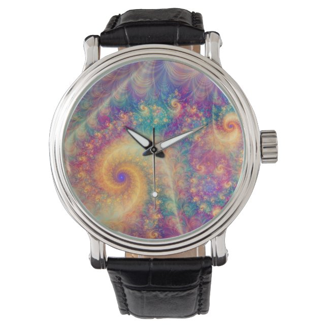 Whimsical Fantasy Abstract Fractal Vortex Art Horloge (Voorkant)