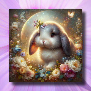 Whimsical Fantasy Art Lop Verdiend Konijntje Pasen Feestdagenkaart