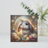 Whimsical Fantasy Art Lop Verdiend Konijntje Pasen Feestdagenkaart (Staand voorkant)