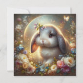 Whimsical Fantasy Art Lop Verdiend Konijntje Pasen Feestdagenkaart (Voorkant)