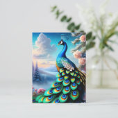 Whimsical Fantasy Art Roos Tuin Peacock Briefkaart (Staand voorkant)