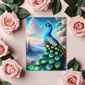 Whimsical Fantasy Art Roos Tuin Peacock Briefkaart