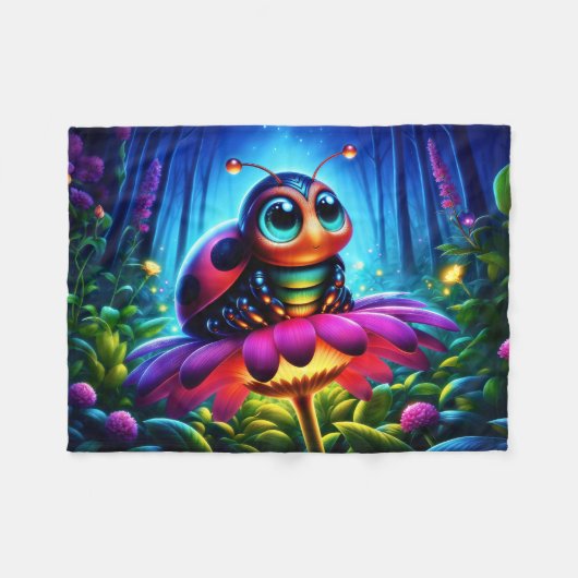 Whimsical Fantasy bug neon droomachtige natuur Fleece Deken (Voorkant (Horizontaal))