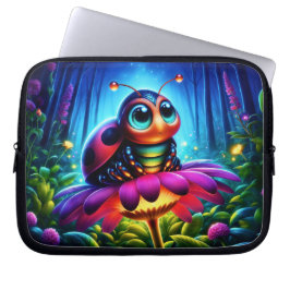 Whimsical Fantasy bug neon droomachtige natuur Laptop Sleeve