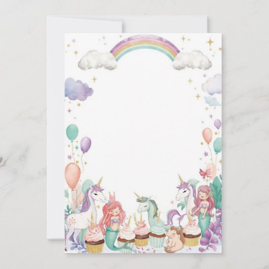 Whimsical Fantasy Creatures Kids Birthday Party Kaart (Achterkant)